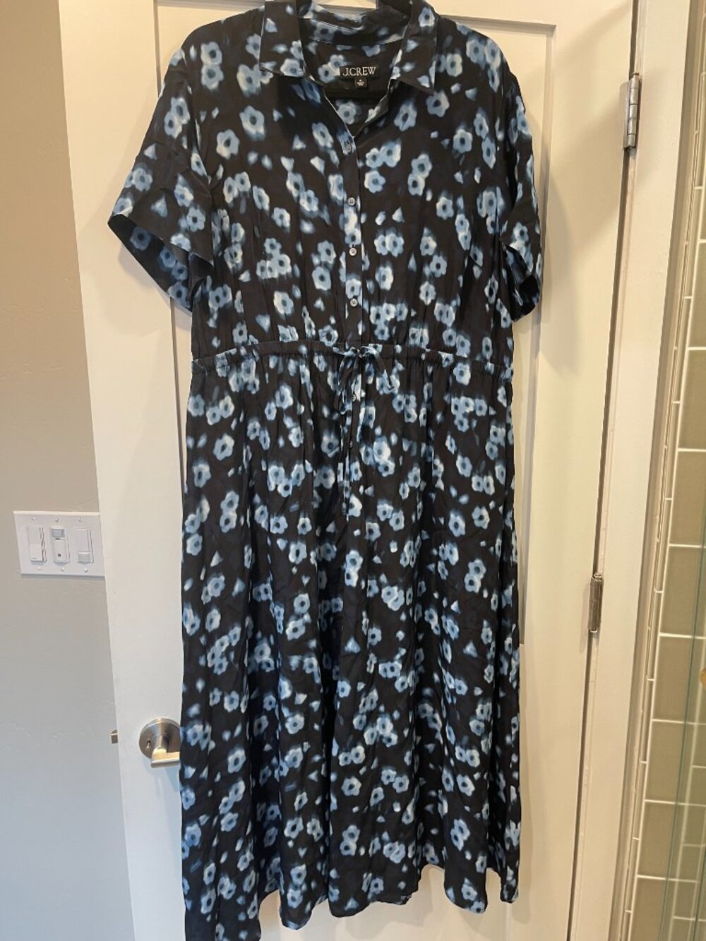 J. Crew Black & Blue Midi Dress Dress Sz 18 $268